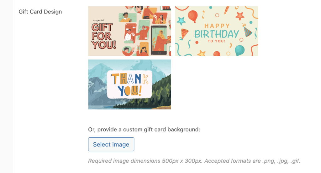 Advanced Coupons' gift card designs 